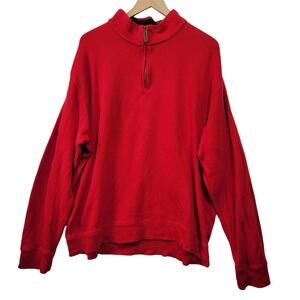 Lands End Mens Sweater Red Quarter Zip Size XXL(50-52)